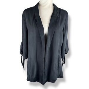 Lola‎ and Sophie Blazer Black 100% Cupro Womens Size Large Luxury Pockets USA
